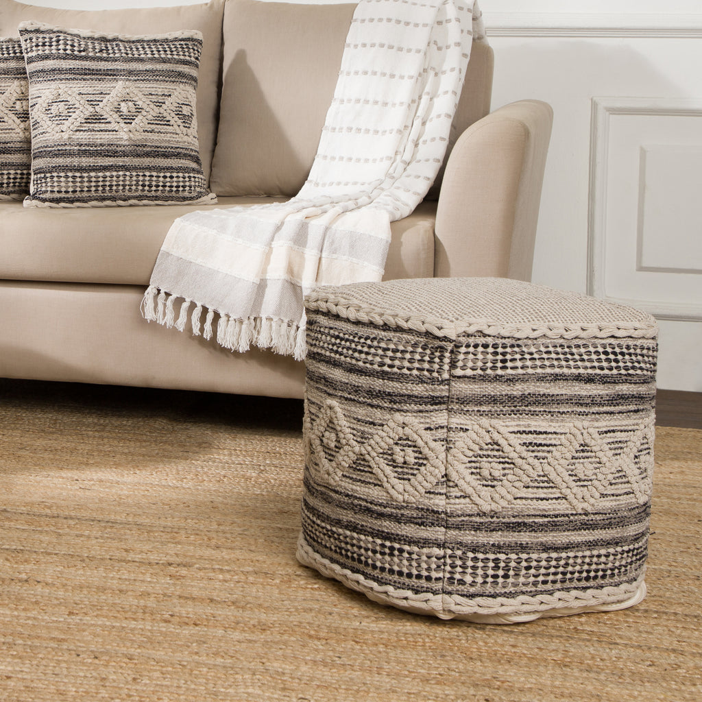 UNSTUFFED Pouf Ottoman Cover. REDEARTH · Textured Boho Storage Cube Poof Decorative Pouffe Farmhouse Footrest Accent Footrest for Living Room, Bedroom;100% Cotton (18"X18"X18", Diamond Virgule Black)