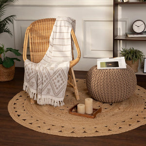 · REDEARTH · Round Pouf Ottoman - Hand Knitted Cable Boho Poof Home Décor Pouffe Circular Footrest for Living Room - Nursery - Bedroom - Lounge 100% Cotton (19.5”x19.5”x14”) - Beige, Set of 2