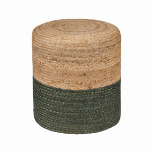 · REDEARTH · Cylindrical Pouf Foot Stool Ottoman - Jute Braided Pouffe Poof Accent Sitting Footrest for The Living Room, Bedroom, Nursery, Patio, Lounge & Other Rooms (14.5”x14.5”x16”; Natural Olive)