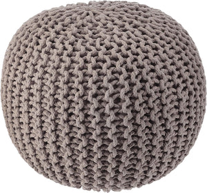 · REDEARTH · Round Pouf Foot Stool Bean Bag Ottoman - Hand Knitted Boho Pouffe - Home Decor Poof - Stuffed Foot Rest for Living Room - Nursery - Bedroom - Patio (19.5"x19.5"x14") - Taupe