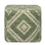· REDEARTH · Tufted Pouf Ottoman with Filler Textured Storage Cube Bean Bag Pouffe Footrest for Living Room, Bedroom, Nursery, Kidsroom; 100% Cotton (17.5"X17.5"X17.5", Solitaire Lozenge Kiwi)