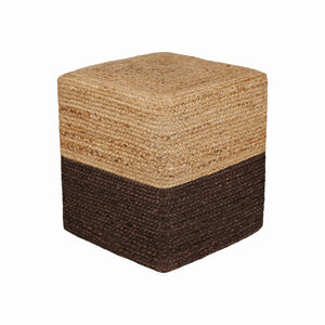 · REDEARTH · Cube Pouf Foot Stool Ottoman - Jute Braided Pouffe Poof Accent Sitting Footrest for The Living Room, Bedroom, Nursery, Patio, Lounge & Other Rooms (14.5”x14.5”x16”; Natural Acorn)