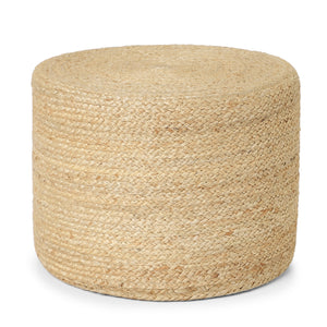 · REDEARTH · Cylindrical Pouf Foot Stool Ottoman - Jute Braided Pouffe Poof Accent Sitting Footrest for Living Room, Bedroom, Nursery, Patio, Lounge & Other Rooms (Natural, 18"x18"x14")
