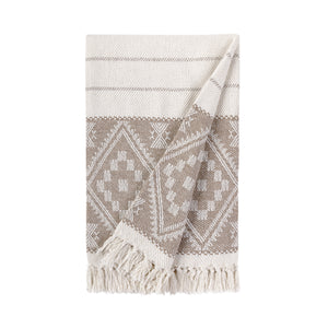 · REDEARTH · Classic Throw Blanket 100% Cotton - Medium Weight with Long-Lasting Fabric for Home & Outing Purpose - Soft Comfortable Feather Touch Housing Furnishing (50x60; Taupe)