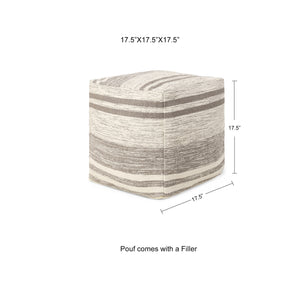 · REDEARTH · Tufted Pouf Ottoman with Filler Textured Storage Cube Bean Bag Pouffe Footrest for Living Room, Bedroom, Nursery, Kidsroom; 100% Cotton (17.5"X17.5"X17.5", Melange Delight Taupe)