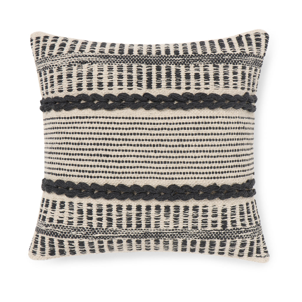 · REDEARTH · Textured Throw Pillow Cushion Covers-Woven Tufted Decorative Farmhouse Cases Set for Couch, Sofa, Bed, Chair, Dining, Patio, Outdoor; 100% Cotton (18"x18", Gage Dark Gray) Pack of 2