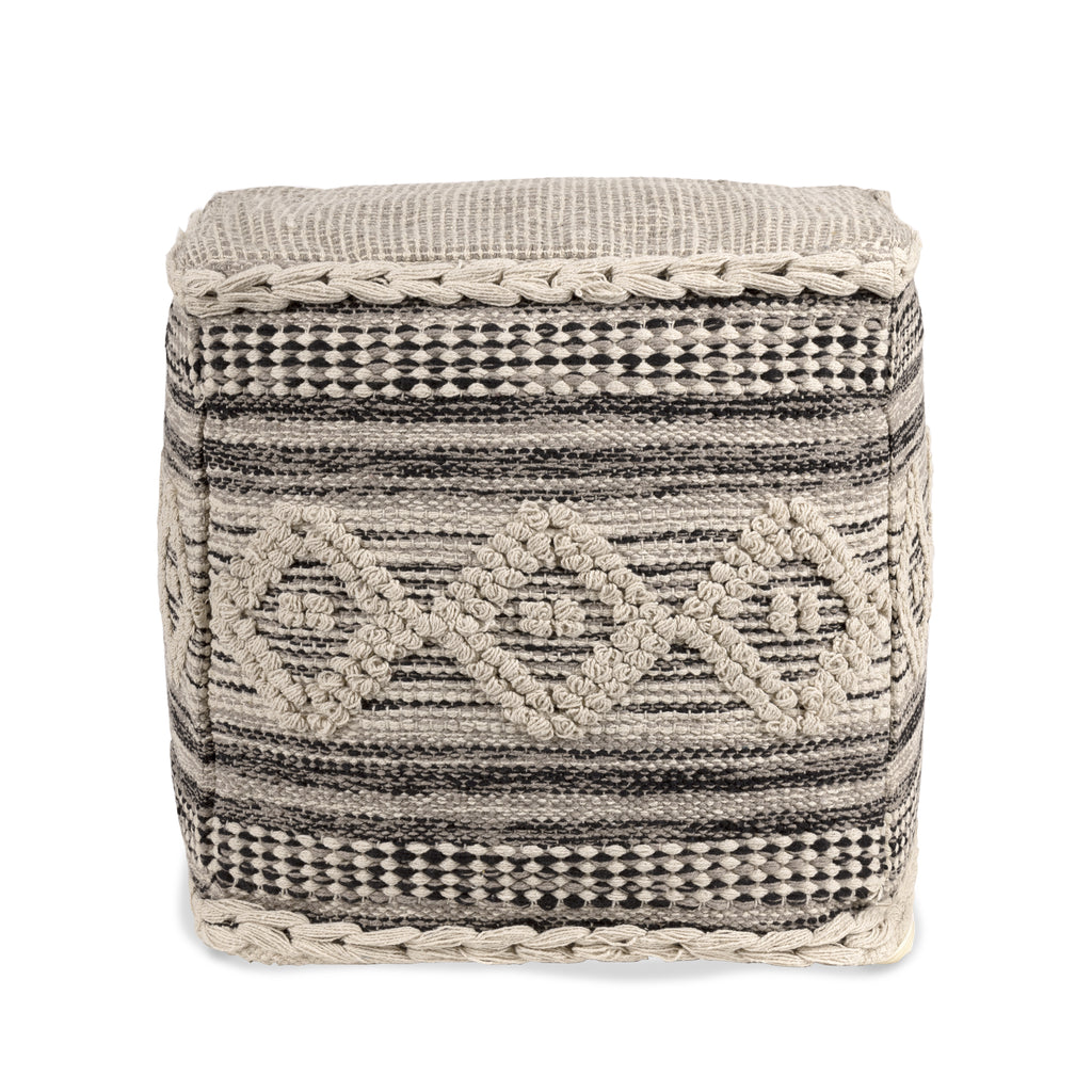 UNSTUFFED Pouf Ottoman Cover. REDEARTH · Textured Boho Storage Cube Poof Decorative Pouffe Farmhouse Footrest Accent Footrest for Living Room, Bedroom;100% Cotton (18"X18"X18", Diamond Virgule Black)