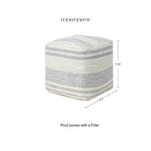 · REDEARTH · Tufted Pouf Ottoman with Filler Textured Storage Cube Bean Bag Pouffe Footrest for Living Room, Bedroom, Nursery, Kidsroom; 100% Cotton (17.5"X17.5"X17.5", Melange Delight Gray)