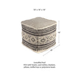 UNSTUFFED Pouf Ottoman Cover. REDEARTH · Textured Boho Storage Cube Poof Decorative Pouffe Farmhouse Footrest Accent Footrest for Living Room, Bedroom;100% Cotton (18"X18"X18", Diamond Virgule Black)