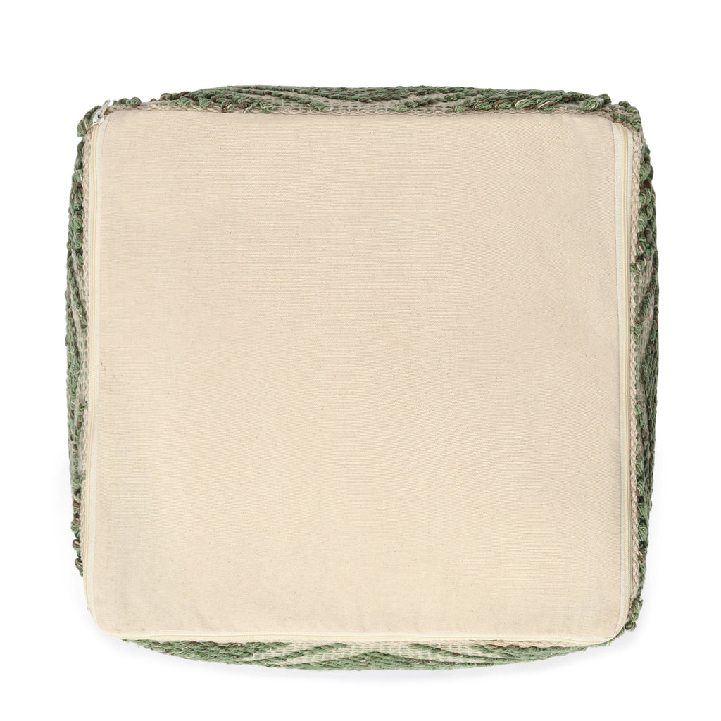 · REDEARTH · Tufted Pouf Ottoman with Filler Textured Storage Cube Bean Bag Pouffe Footrest for Living Room, Bedroom, Nursery, Kidsroom; 100% Cotton (17.5"X17.5"X17.5", Solitaire Lozenge Kiwi)