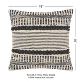 · REDEARTH · Textured Throw Pillow Cushion Covers-Woven Tufted Decorative Farmhouse Cases Set for Couch, Sofa, Bed, Chair, Dining, Patio, Outdoor; 100% Cotton (18"x18", Gage Dark Gray) Pack of 2