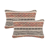 · REDEARTH · Boho Textured Throw Pillow Cushion Covers - Lumbar Woven Tufted Decorative Farmhouse Cases Set for Couch, Sofa, Bed, Chair, Dining, Patio, Outdoor; 100% Cotton (12"x20", Multi) Pack of 2