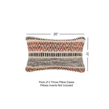 · REDEARTH · Boho Textured Throw Pillow Cushion Covers - Lumbar Woven Tufted Decorative Farmhouse Cases Set for Couch, Sofa, Bed, Chair, Dining, Patio, Outdoor; 100% Cotton (12"x20", Multi) Pack of 2