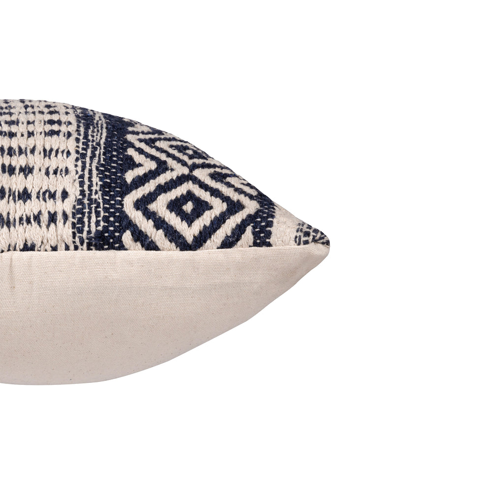 · REDEARTH · Boho Textured Throw Pillow Cushion Covers - Lumbar Woven Tufted Decorative Farmhouse Cases Set for Couch, Sofa, Bed, Chair, Dining, Patio, Outdoor; 100% Cotton (12"x20", Indigo) Pack of 2