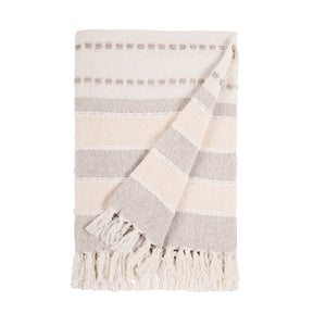 · REDEARTH · Classic Throw Blanket - Medium Weight Soft Lap Bed Throw for Sofa Bed Couch Chairs loveseats car, Living, Indoor/Outdoor use 100% Cotton (50"x60"; Plush Stripes Beige)