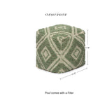 · REDEARTH · Tufted Pouf Ottoman with Filler Textured Storage Cube Bean Bag Pouffe Footrest for Living Room, Bedroom, Nursery, Kidsroom; 100% Cotton (17.5"X17.5"X17.5", Solitaire Lozenge Kiwi)