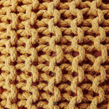 · REDEARTH · Round Pouf Ottoman - Hand Knitted Cable Boho Poof Home Décor Pouffe Circular Footrest for Living Room - Bedroom - Lounge - Nursery - 100% Cotton Poufs (19.5"x19.5"x14") - Mustard