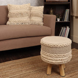 · REDEARTH · Tufted Throw Pillow Cushion Covers - Boho Textured Woven Decorative Cases Set for Couch - Sofa - Bed - Farmhouse - Chair - Patio - Outdoor - car - 100% Cotton (18x18 ; Natural) Pack of 2