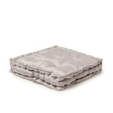 · REDEARTH · Velvet Floor Pillows-Premium Rayon Cotton Velvet Washable Plush Extra Soft Square seat Cushion with Handle for Dining, Patio, Office, Hardwood Floor (18x18x4; Light Gray) Single Pack