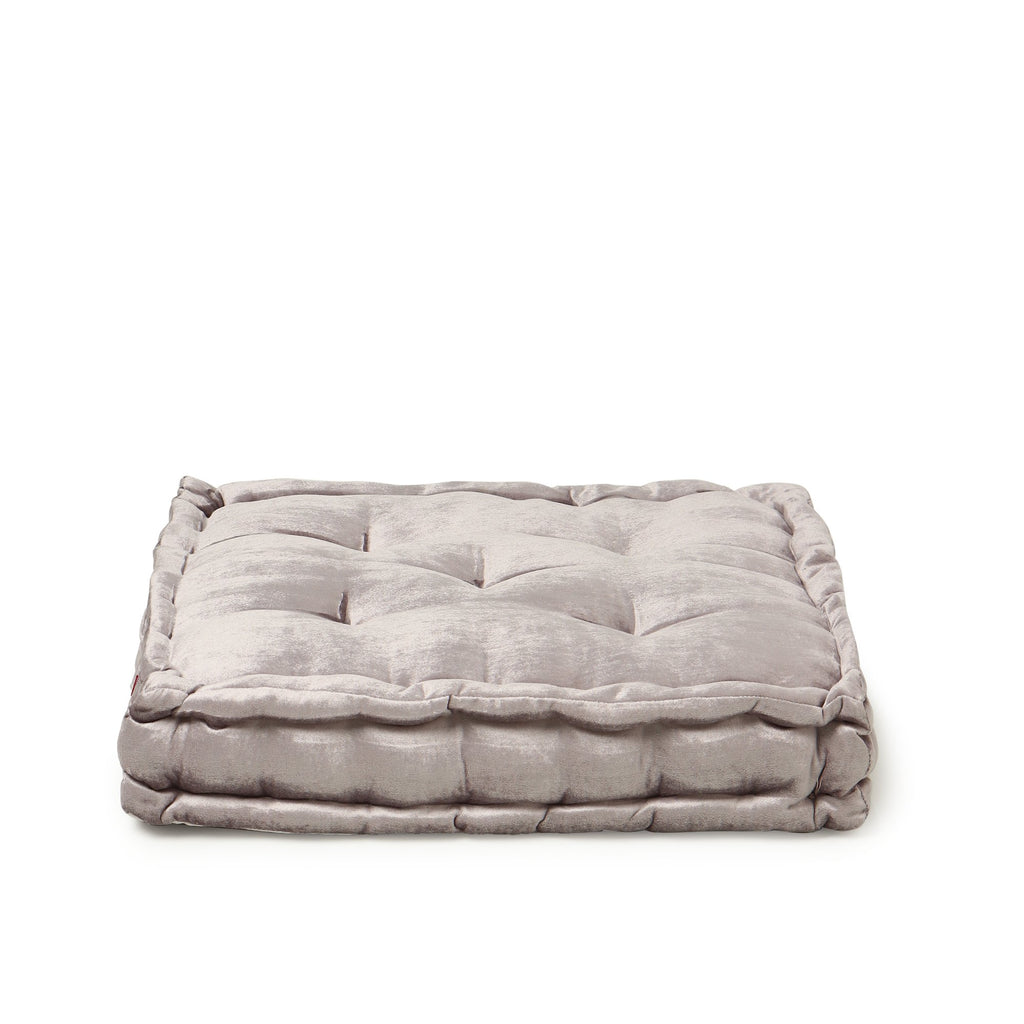 · REDEARTH · Velvet Floor Pillows-Premium Rayon Cotton Velvet Washable Plush Extra Soft Square seat Cushion with Handle for Dining, Patio, Office, Hardwood Floor (18x18x4; Light Gray) Single Pack