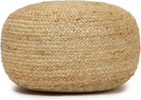 · REDEARTH · Jute Circular Low Pouf Ottoman - Braided Pouffe Accent Sitting Round Footrest for Living Room, Bedroom, Nursery, kidsroom, Patio, Gym; 100% Jute (18"x18"x10"; Natural)