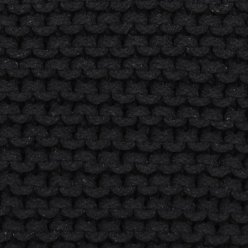 · REDEARTH · Cube Pouf Foot Stool Ottoman - Hand Knitted Poof - Cord Boho Pouffe - Home Décor - Stuffed Footrest for Living Room - Bedroom - Covered Patio (16" x 16" x 16") - Black