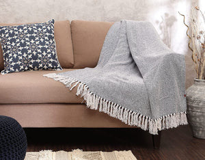 REDEARTH Classic Throw Blanket -medium weight soft lap blanket for sofa bed couch chairs loveseats car, living, indoor/ outdoor use 100% Cotton (50"x60"; Dark Gray)