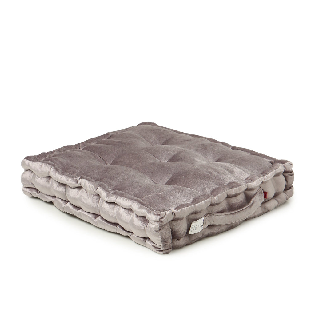 · REDEARTH · Velvet Floor Pillows-Premium Rayon Cotton Velvet Washable Plush Extra Soft Square seat Cushion with Handle for Dining, Patio, Office, Hardwood Floor (18x18x4; Light Gray) Single Pack