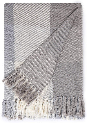 · REDEARTH · Classic Throw Premium Blanket -Herringbone Medium Weight Soft Lap Blanket for Sofa Bed Couch Chairs loveseats car, Living, Indoor/Outdoor use 100% Cotton (50x60; Ecru)
