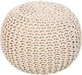 · REDEARTH · Round Pouf Ottoman - Cable Knitted Boho Poof - Home Décor Cord Pouffe Handmade Circular Footrest for Living Room - Bedroom - Kids Bedroom - 100% Cotton Pouf (19.5