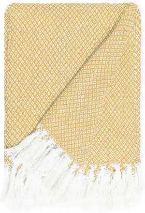 REDEARTH Classic Throw Blanket -medium weight soft lap blanket for sofa bed couch chairs loveseats car, living, indoor/ outdoor use 100% Cotton (50"x60"; Mustard)