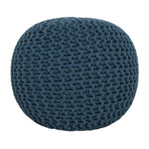 · REDEARTH · Round Pouf Bean Bag Ottoman - Foot Stool Hand Knitted - Home Decor Pouffe Stuffed - Cable Boho Poof Beanbag Footrest for Living Room - Nursery - Bedroom - Patio (19.5"x19.5"x14") - Teal