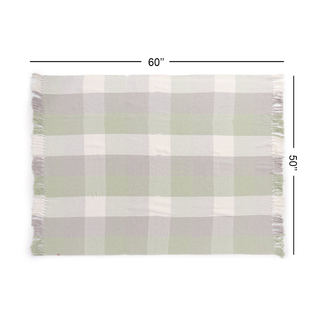 REDEARTH Classic Throw Blanket -Twill medium weight soft lap bed throw for sofa bed couch chairs loveseats car, living, indoor/ outdoor use 100% Cotton (50"x60"; Plaids Kiwi)