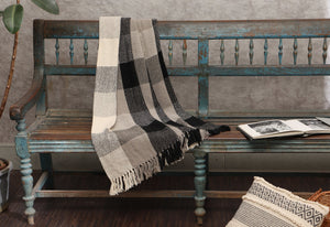 REDEARTH Classic Throw Blanket -Herringbone medium weight soft lap blanket for sofa bed couch chairs loveseats car, living, indoor/ outdoor use 100% Cotton (50"x60"; Black)