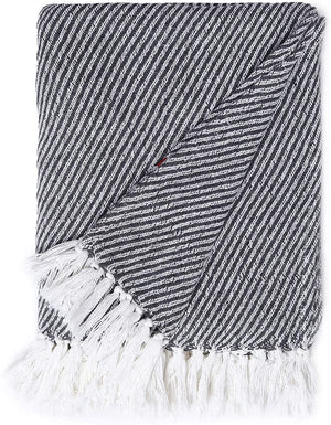 REDEARTH Classic Throw Blanket - Medium Weight soft lap blanket for sofa bed couch chairs loveseats car, living, indoor/ outdoor use 100% Cotton (50"x60"; Charcoal)