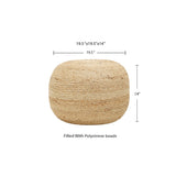· REDEARTH · Jute Circular Jute Pouf Ottoman - Braided Pouffe Accent Sitting Round Footrest for Living Room, Bedroom, Nursery, kidsroom, Patio, Gym; 100% Jute (19.5"x19.5"x14"; Jute Natural)