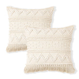 · REDEARTH · Boho Textured Throw Pillow Cushion Covers - Woven Tufted Decorative Farmhouse Cases Set for Couch - Bed - Chair - Dining - Patio - Outdoor - 100% Cotton (18