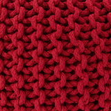 · REDEARTH · Round Pouf Ottoman - Hand Knitted Boho Poof Home Décor Pouffe Circular Footrest for Living Room - Bedroom - Lounge - 100% Cotton (19.5"x19.5"x14") - Red, Set of 2