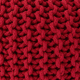 REDEARTH Hand Knitted Cable Pouf Ottoman Red