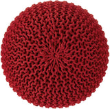 REDEARTH Hand Knitted Cable Pouf Ottoman Red