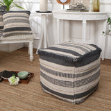 REDEARTH Tufted Cube Pouf Ottoman with Filler Precis Descant Gray With Filler