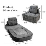 REDEARTH Boneless Floor Sofa Bed — Lumen Velvet Dark Gray