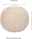REDEARTH Hand Knitted Cable Pouf Ottoman Circular Ivory-S