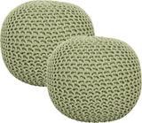REDEARTH Hand Knitted Cable Pouf Ottoman Circular Kiwi