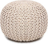 REDEARTH Hand Knitted Cable Pouf Ottoman Circular Ivory-S