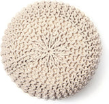 REDEARTH Hand Knitted Cable Pouf Ottoman Circular Ivory-S