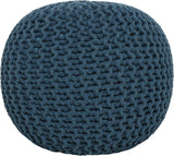 REDEARTH Hand Knitted Cable Pouf Ottoman Circular Teal