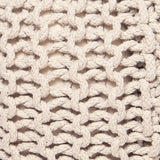 REDEARTH Hand Knitted Cable Pouf Ottoman Circular Ivory-S