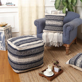 REDEARTH Tufted Cube Pouf Ottoman with Filler Indigo Impressions