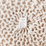 REDEARTH Hand Knitted Cable Pouf Ottoman Circular Ivory-S